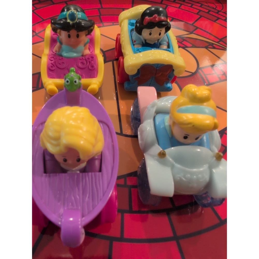 Lot Of 4 Little People Princess Wheelies Cinderella Snow White Jasmine Rapunzel.